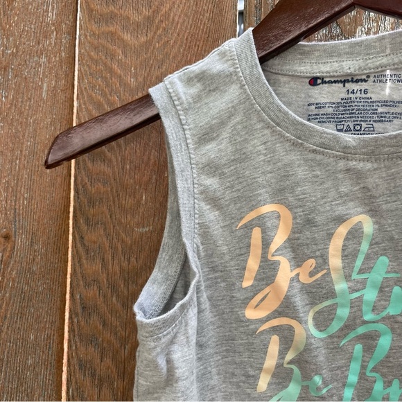 CHAMPION Girls Gray Tank Top Colorful Graphic Size 14 - Picture 4 of 6